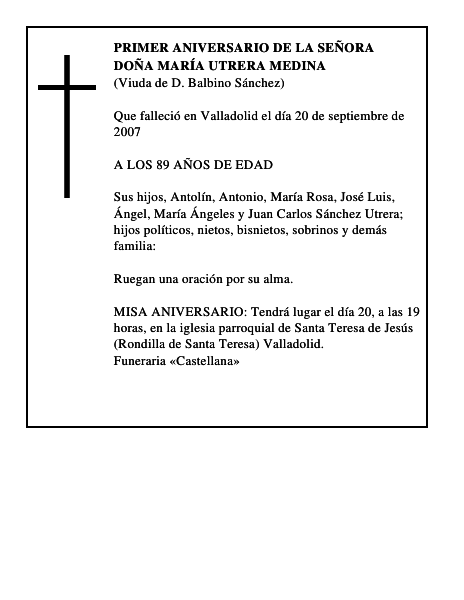 DOÑA MARÍA UTRERA MEDINA