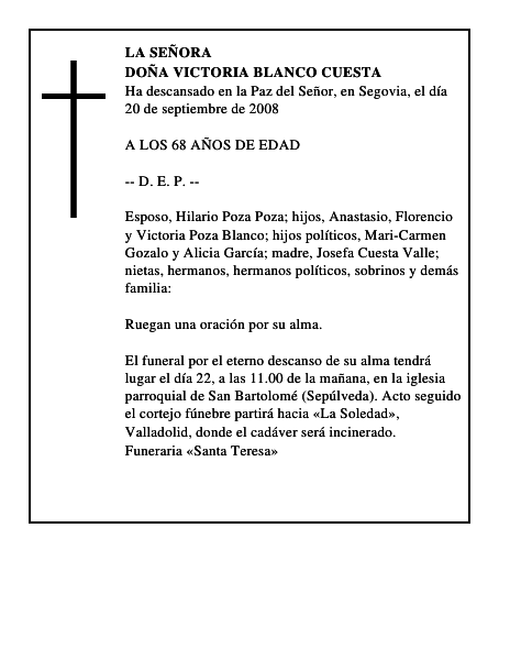 DOÑA VICTORIA BLANCO CUESTA