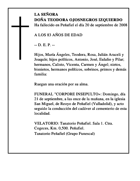 DOÑA TEODORA OJOSNEGROS IZQUIERDO