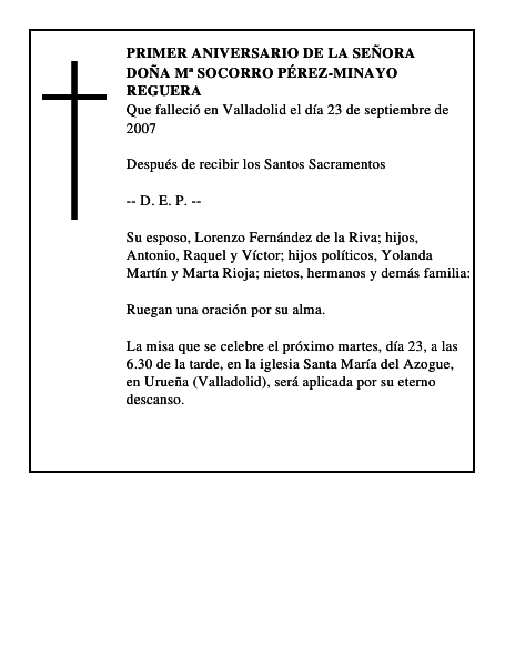 DOÑA Mª SOCORRO PÉREZ-MINAYO REGUERA