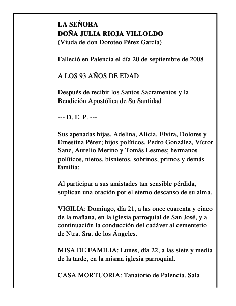DOÑA JULIA RIOJA VILLOLDO