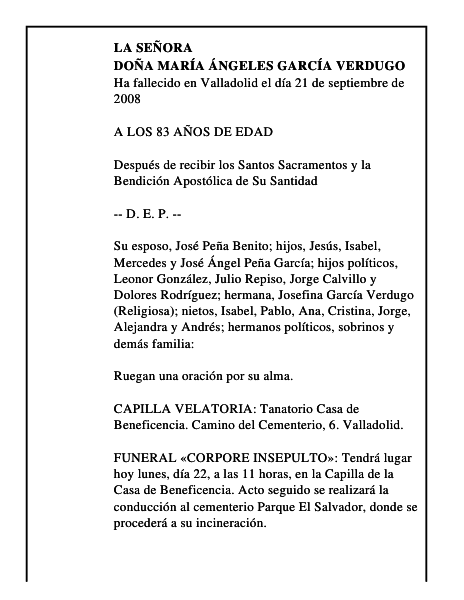 DOÑA MARÍA ÁNGELES GARCÍA VERDUGO