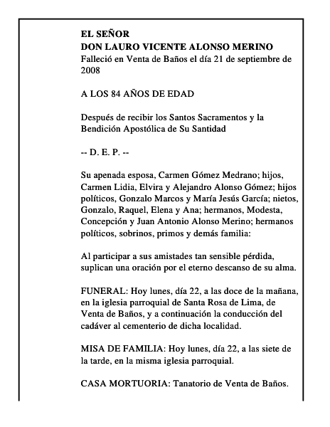 DON LAURO VICENTE ALONSO MERINO