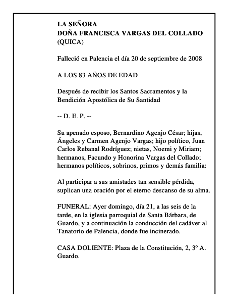 DOÑA FRANCISCA VARGAS DEL COLLADO