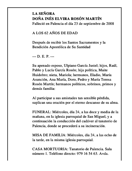 DOÑA INÉS ELVIRA ROSÓN MARTÍN