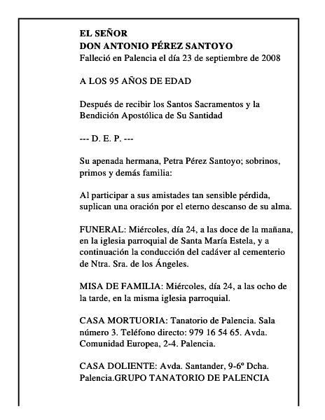 DON ANTONIO PÉREZ SANTOYO