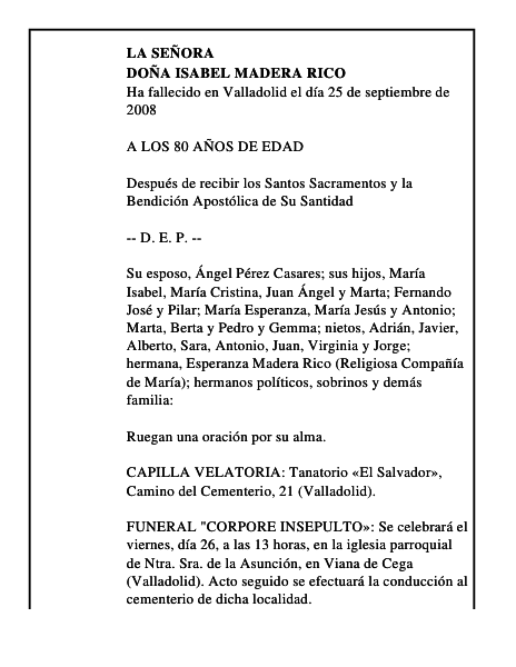 DOÑA ISABEL MADERA RICO