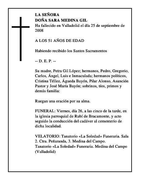 DOÑA SARA MEDINA GIL