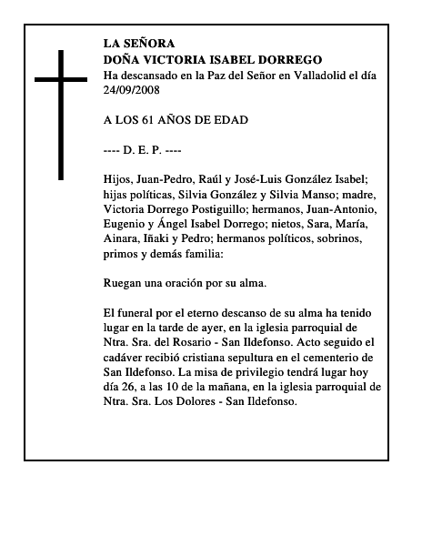 DOÑA VICTORIA ISABEL DORREGO