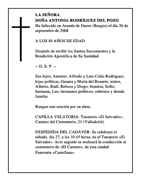 DOÑA ANTONIA RODRÍGUEZ DEL POZO