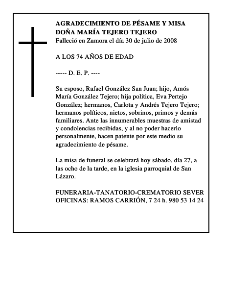 DOÑA MARÍA TEJERO TEJERO