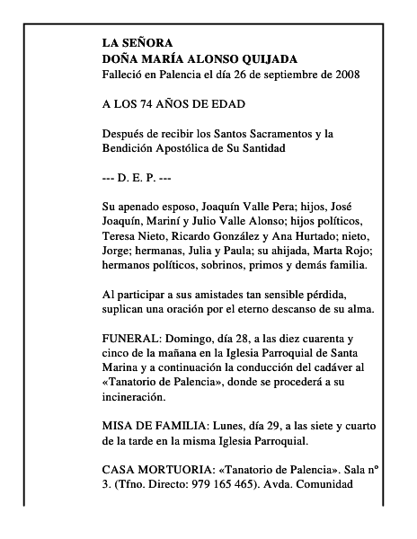 DOÑA MARÍA ALONSO QUIJADA