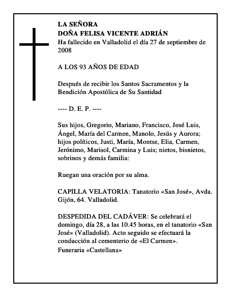 DOÑA FELISA VICENTE ADRIÁN