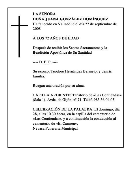 DOÑA JUANA GONZÁLEZ DOMÍNGUEZ