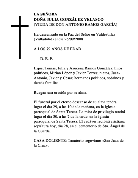 DOÑA JULIA GONZÁLEZ VELASCO