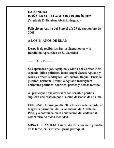 DOÑA ARACELI AGUADO RODRÍGUEZ