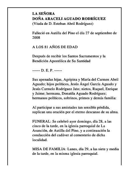 DOÑA ARACELI AGUADO RODRÍGUEZ