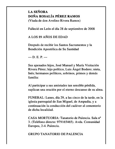 DOÑA ROSALÍA PÉREZ RAMOS