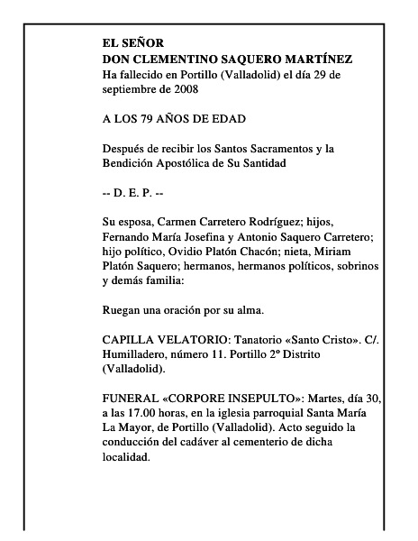 DON CLEMENTINO SAQUERO MARTÍNEZ