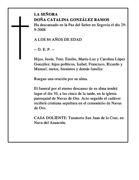 DOÑA CATALINA GONZÁLEZ RAMOS