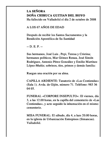 DOÑA CHIRUCA GUITIAN DEL HOYO
