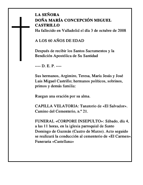 DOÑA MARÍA CONCEPCIÓN MIGUEL CASTRILLO