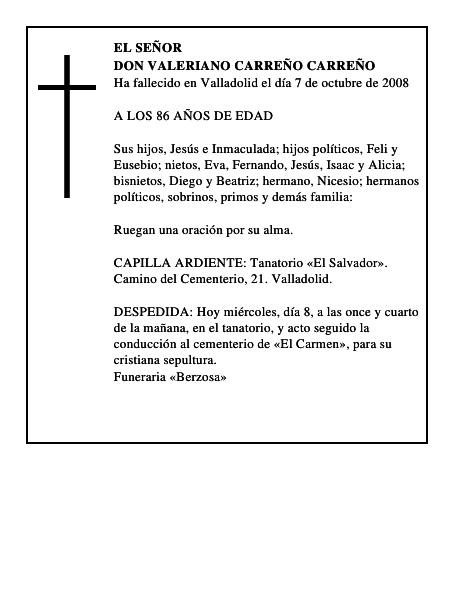 DON VALERIANO CARREÑO CARREÑO