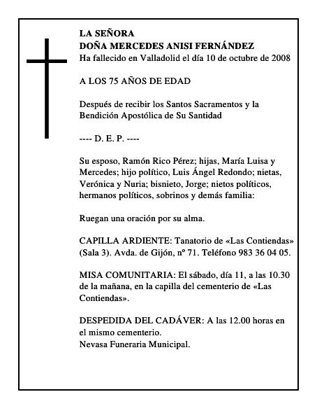DOÑA MERCEDES ANISI FERNÁNDEZ
