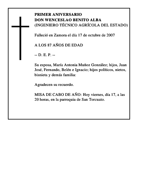DON WENCESLAO BENITO ALBA
