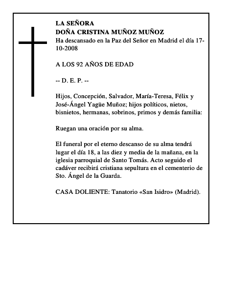 DOÑA CRISTINA MUÑOZ MUÑOZ