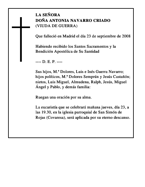 DOÑA ANTONIA NAVARRO CRIADO