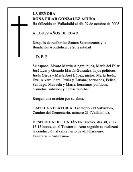 DOÑA PILAR GONZÁLEZ ACUÑA