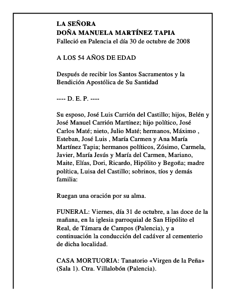 DOÑA MANUELA MARTÍNEZ TAPIA