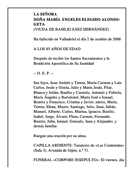 DOÑA MARÍA ÁNGELES ELEGIDO ALONSO-GETA