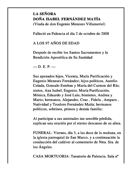 DOÑA ISABEL FERNÁNDEZ MATÍA