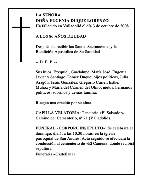 DOÑA EUGENIA DUQUE LORENZO