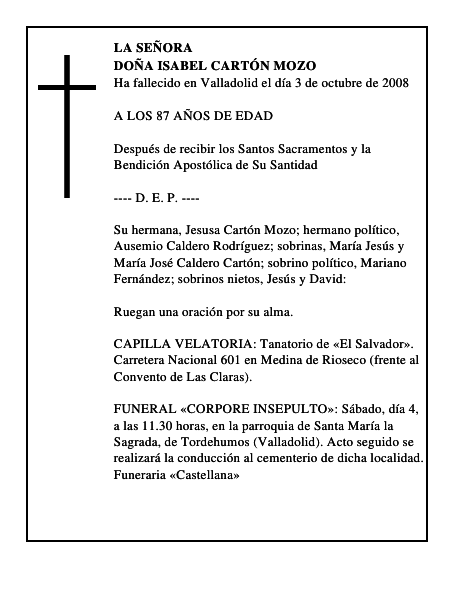 DOÑA ISABEL CARTÓN MOZO