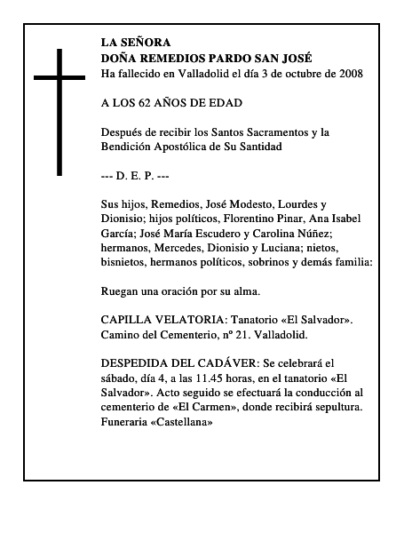 DOÑA REMEDIOS PARDO SAN JOSÉ