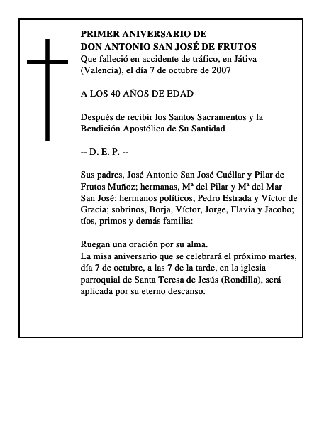 DON ANTONIO SAN JOSÉ DE FRUTOS