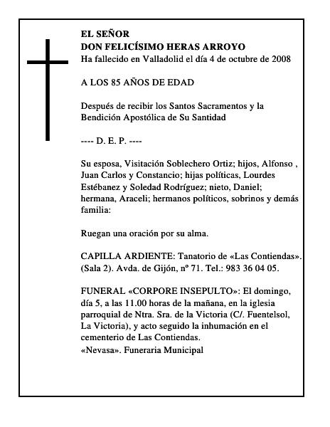 DON FELICÍSIMO HERAS ARROYO