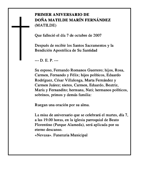 DOÑA MATILDE MARÍN FERNÁNDEZ