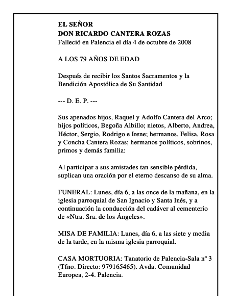 DON RICARDO CANTERA ROZAS