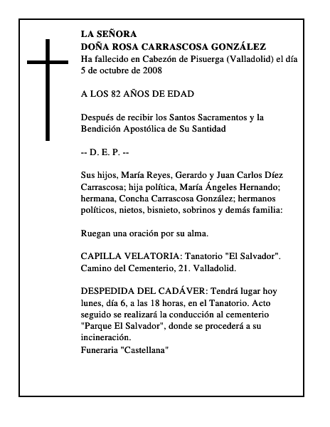 DOÑA ROSA CARRASCOSA GONZÁLEZ