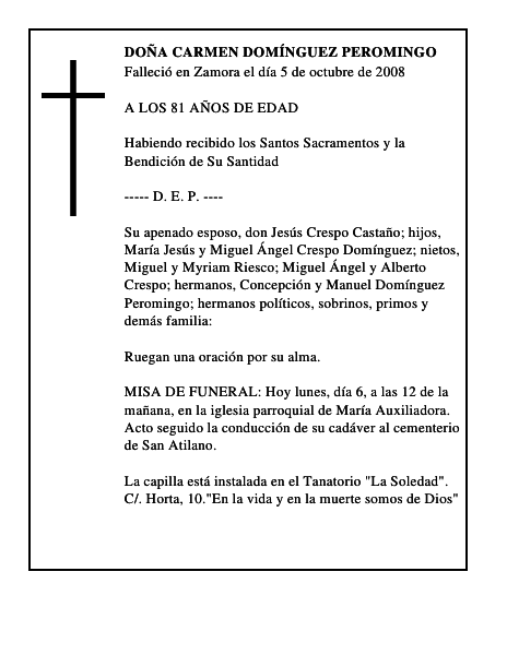 DOÑA CARMEN DOMÍNGUEZ PEROMINGO