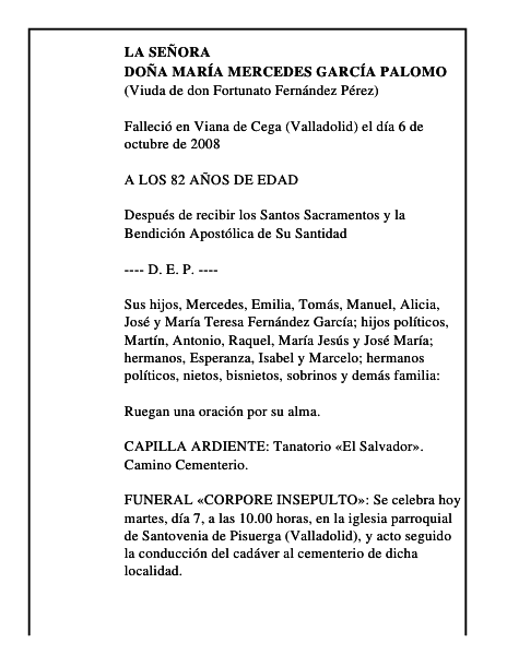 DOÑA MARÍA MERCEDES GARCÍA PALOMO