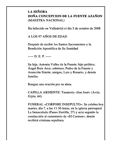 DOÑA CONCEPCION DE LA FUENTE AZAÑON