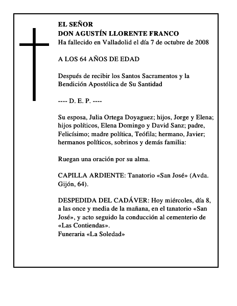 DON AGUSTÍN LLORENTE FRANCO