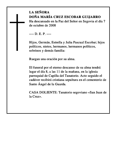DOÑA MARÍA CRUZ ESCOBAR GUIJARRO