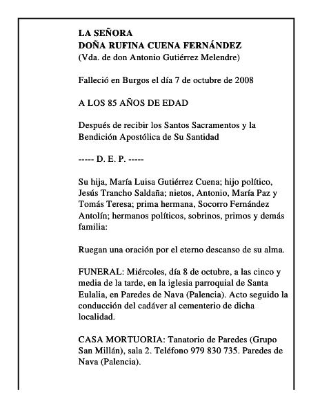 DOÑA RUFINA CUENA FERNÁNDEZ