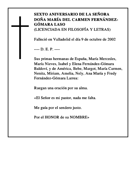 DOÑA MARÍA DEL CARMEN FERNÁNDEZ-GÓMARA LASO